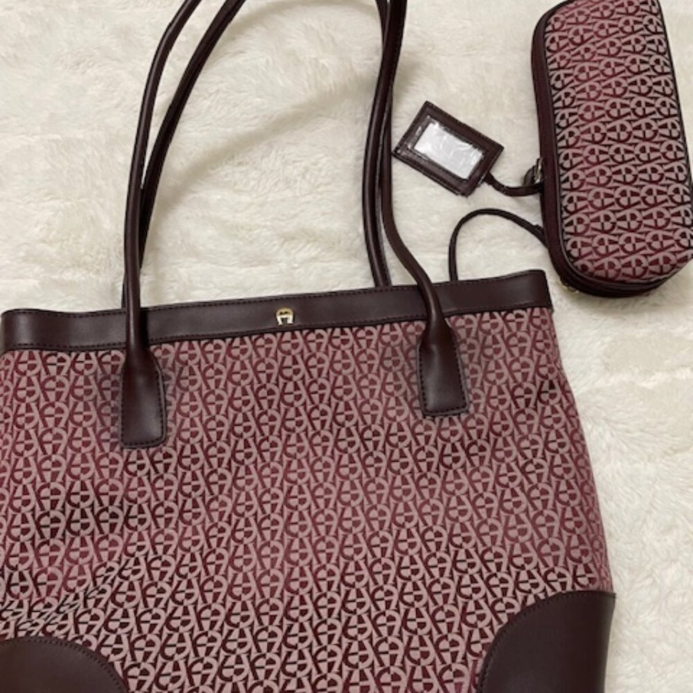 Etienne Aigner Monogram with Leather Bag